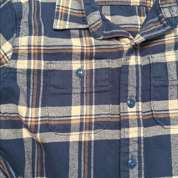 GAP Blue and Beige Plaid Flannel Shirt boys Size small - Picture 3 of 4